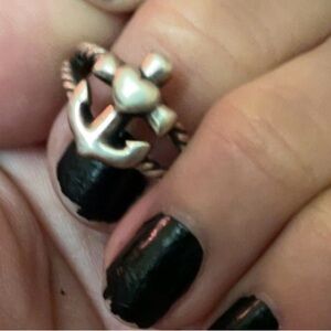 James Avery Silver Heart Anchor Ring